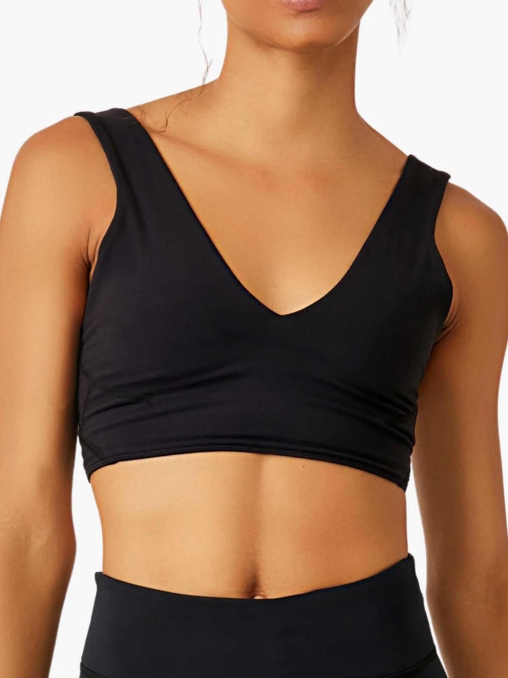 Free People Black V-Neck Crop Sports Bralette